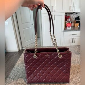 Kate Spade Burgundy Quilted Tote Bag
